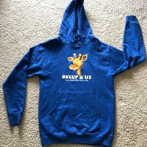 Oneup's Blue Graphic Hoodie for Men Sweatshirt Kangaroo Pocket Y2K Humor